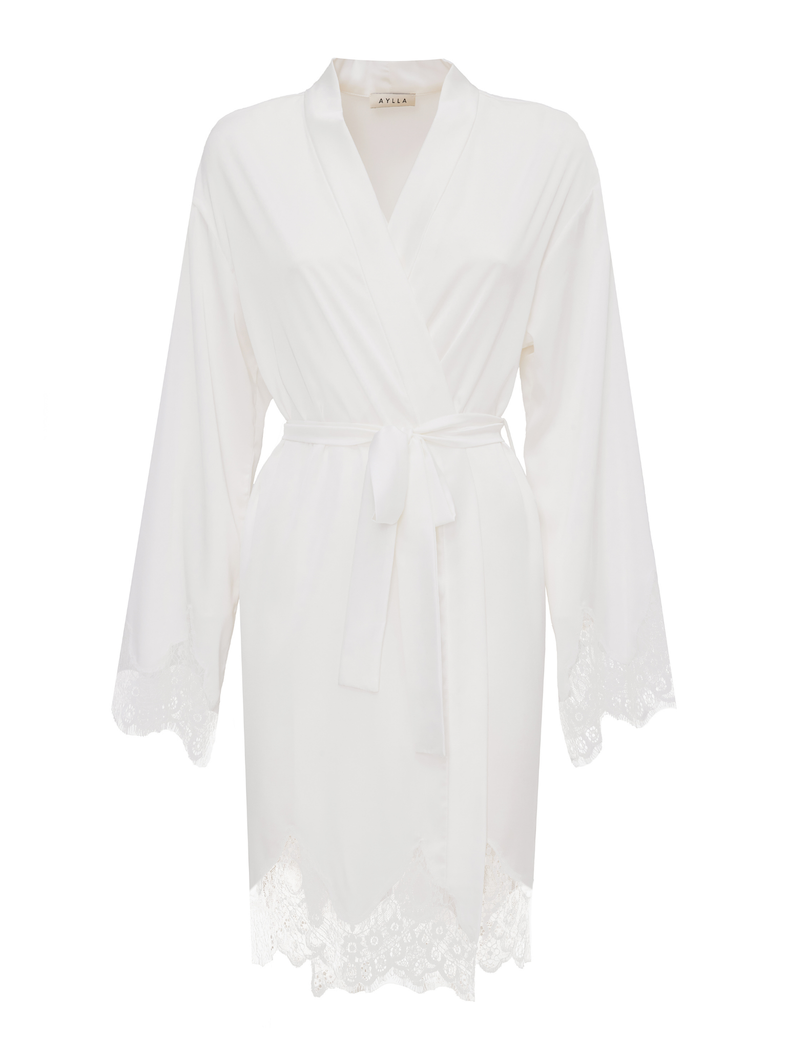 Leyla White Full Lace Robe - Short