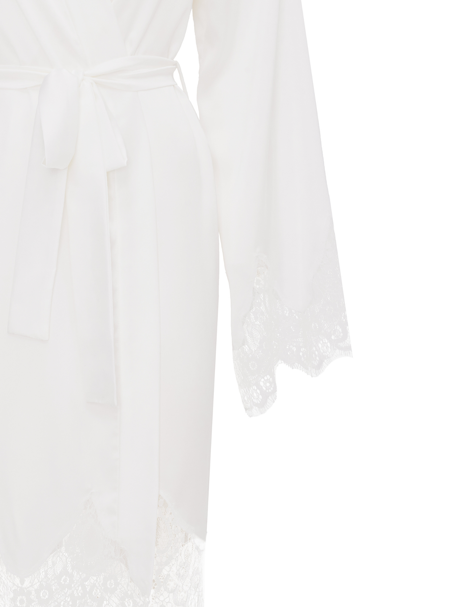 Leyla White Full Lace Robe - Short