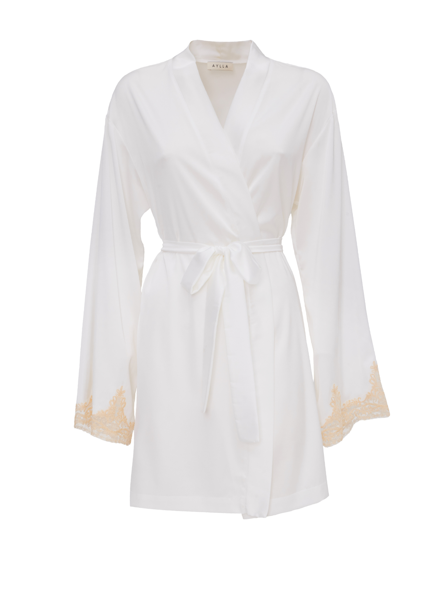 Diana White/Gold Lace Robe - Short