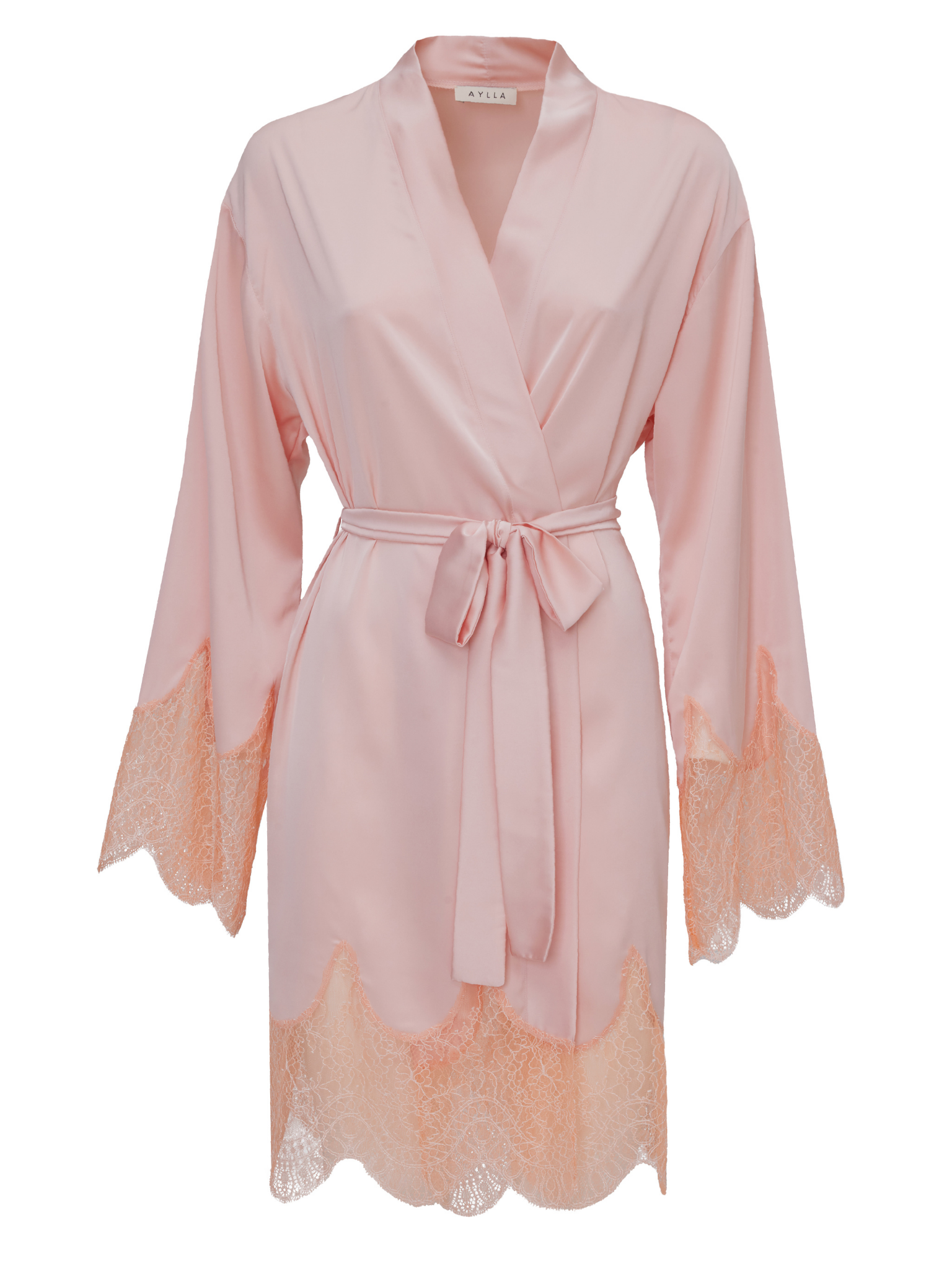 Leyla Pink Full Lace Robe - Short