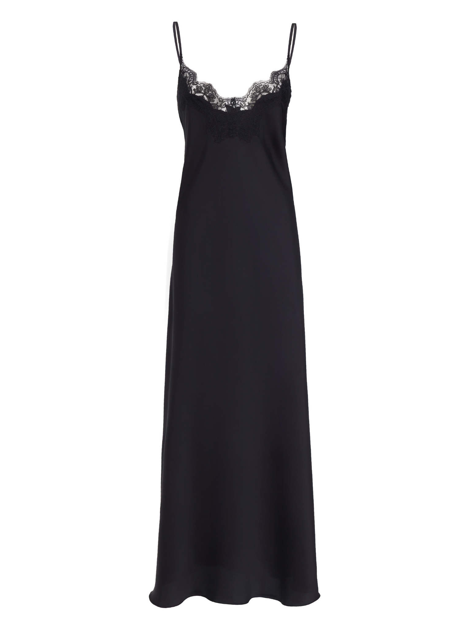 Camille Black Lace Slip - Long