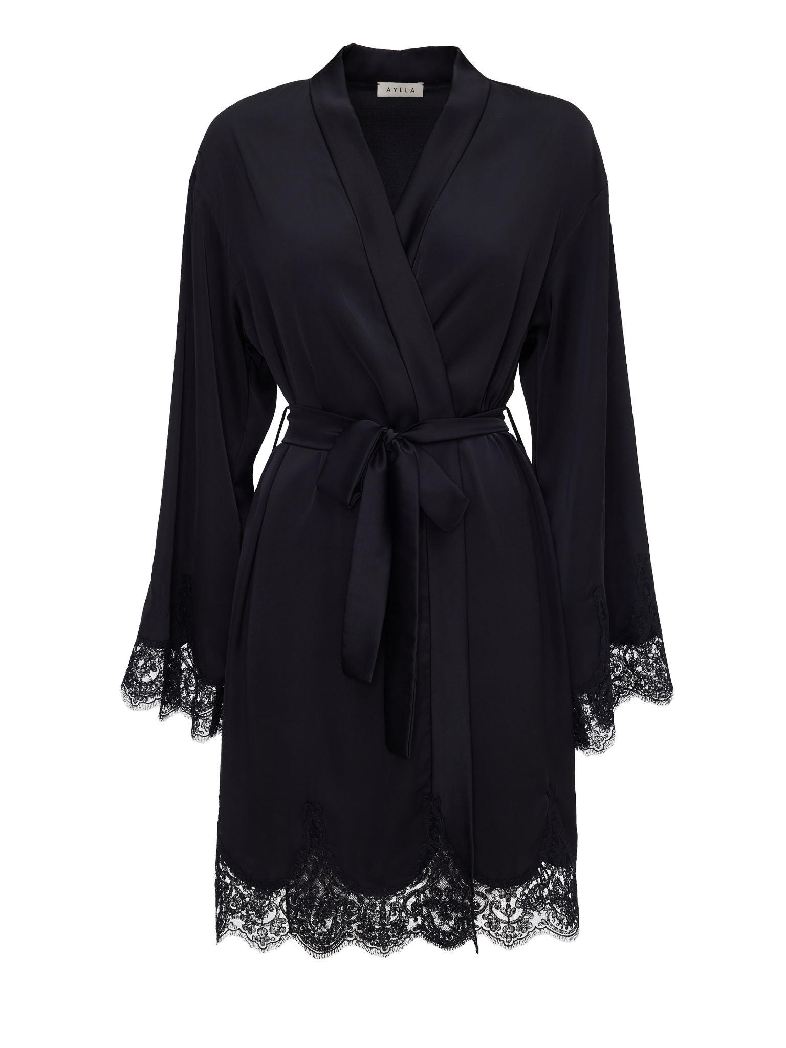 Camille Black Full Lace Robe - Short