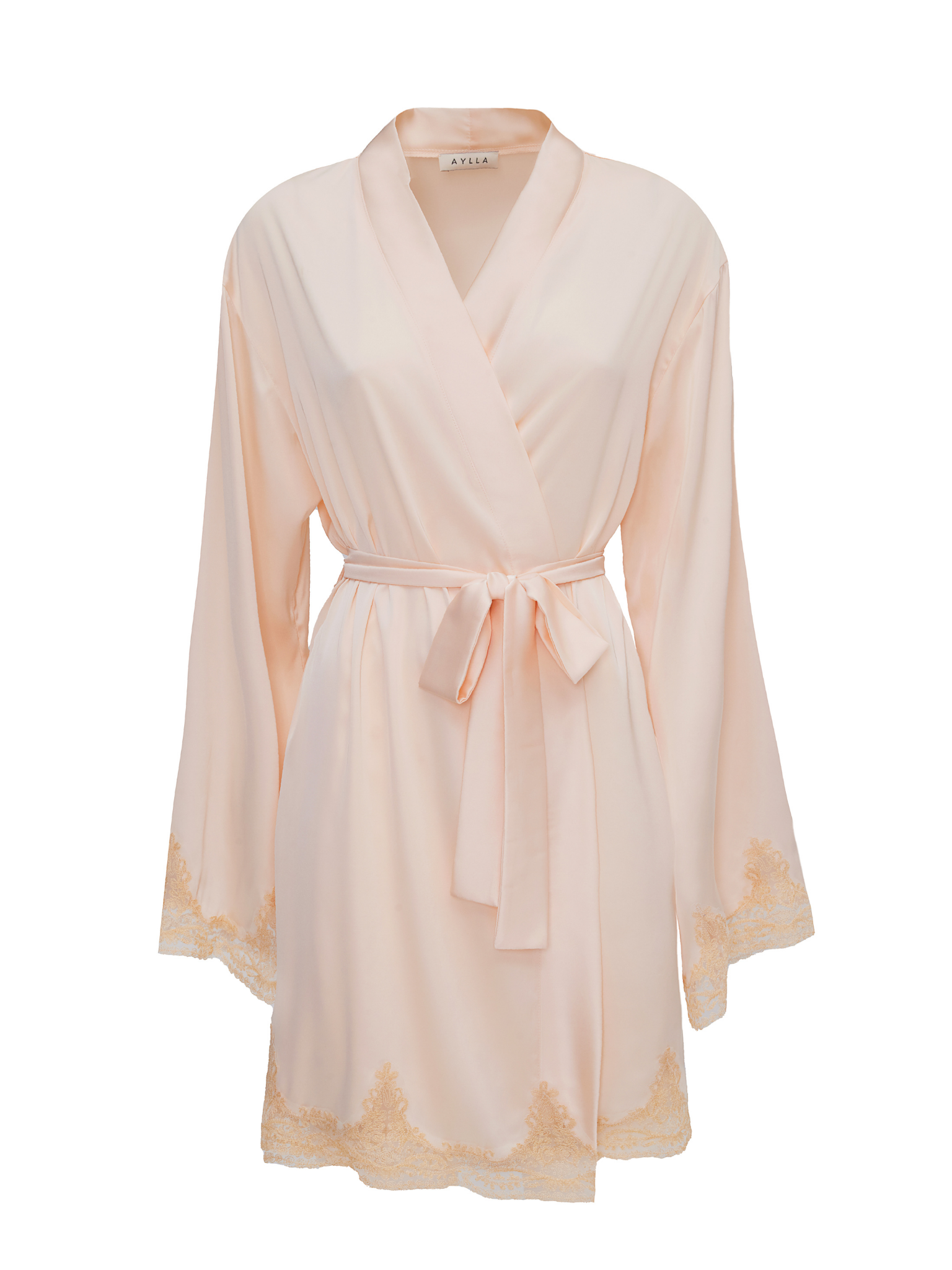 Melanie Peach Full Lace Robe - Short
