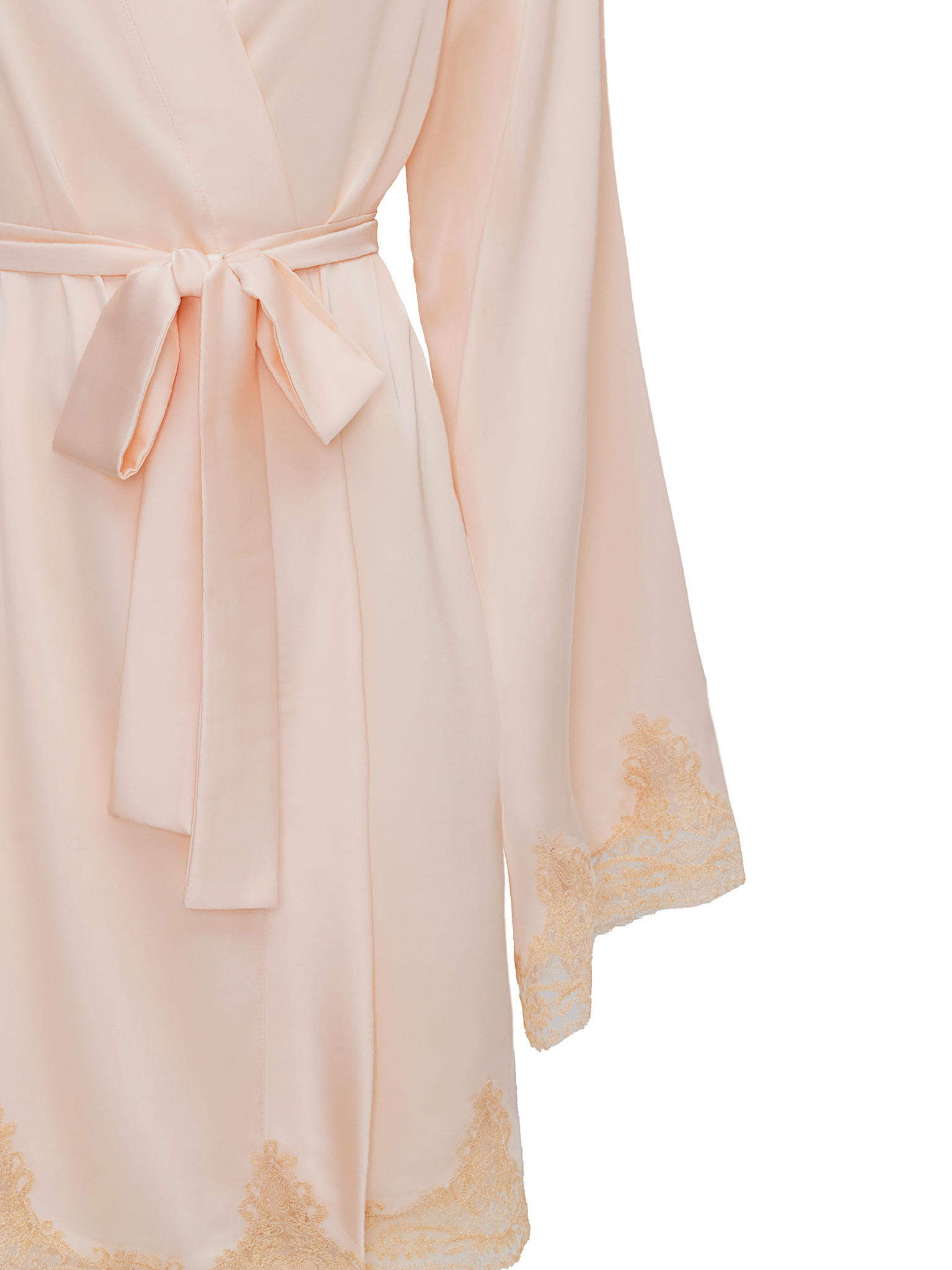 Melanie Peach Full Lace Robe - Short
