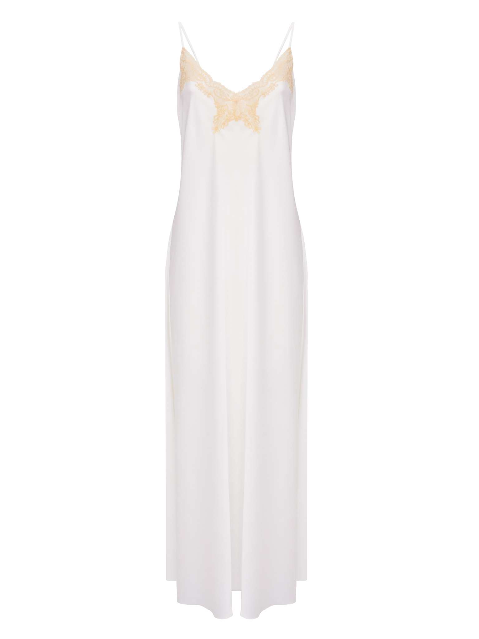 Diana White/Gold Lace Slip - Long