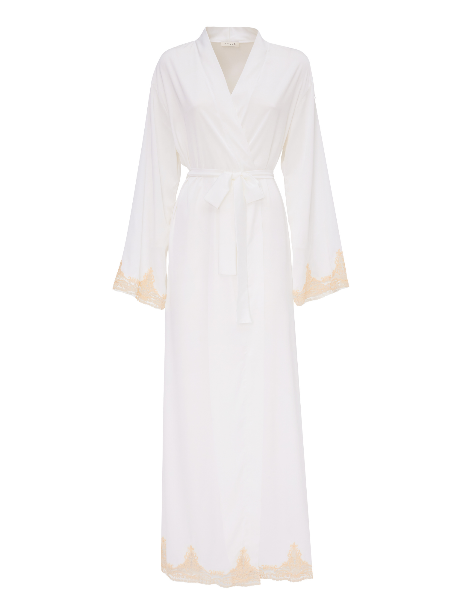Diana White/Gold Full Lace Robe - Long