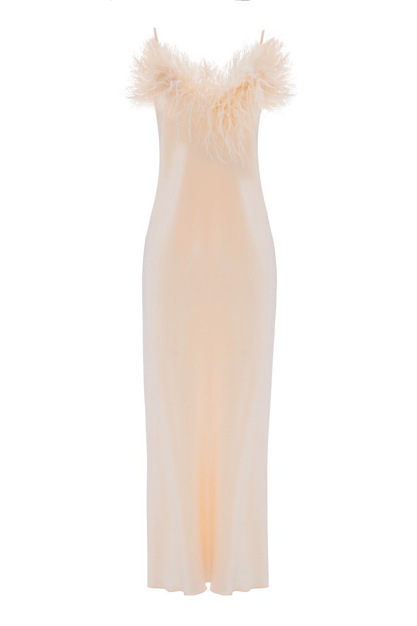 Charline Champagne Silk Slip - Long