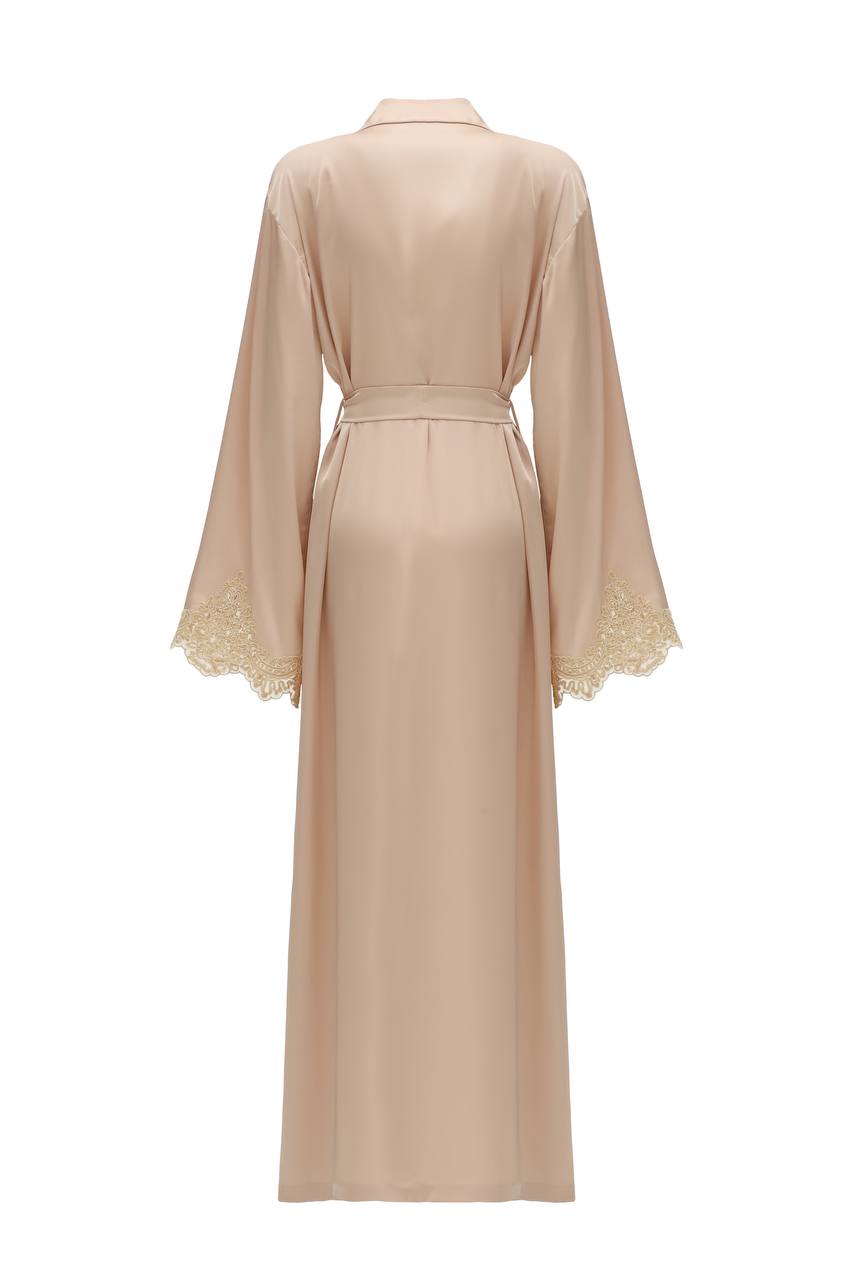 Marilyn Beige Lace Robe - Long
