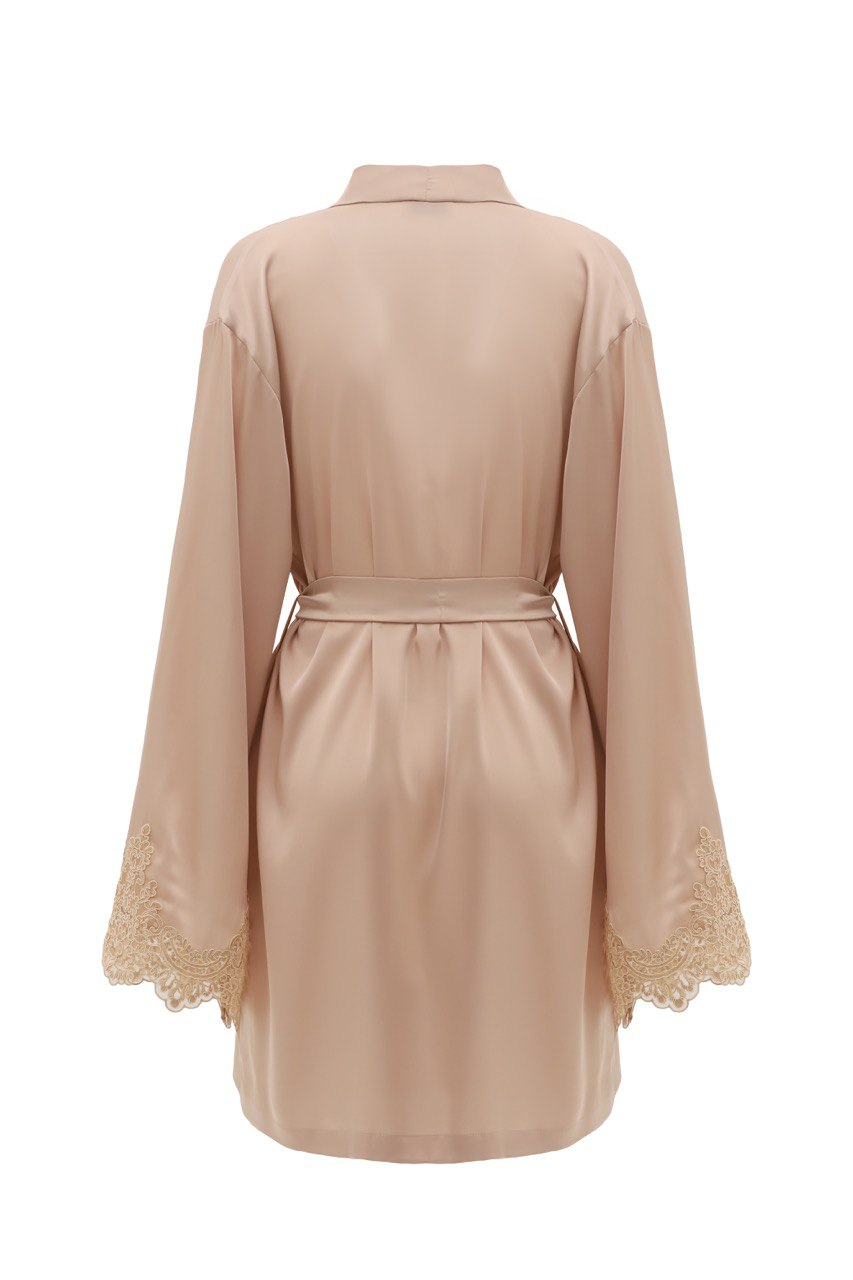 Marilyn Beige Lace Robe- Short