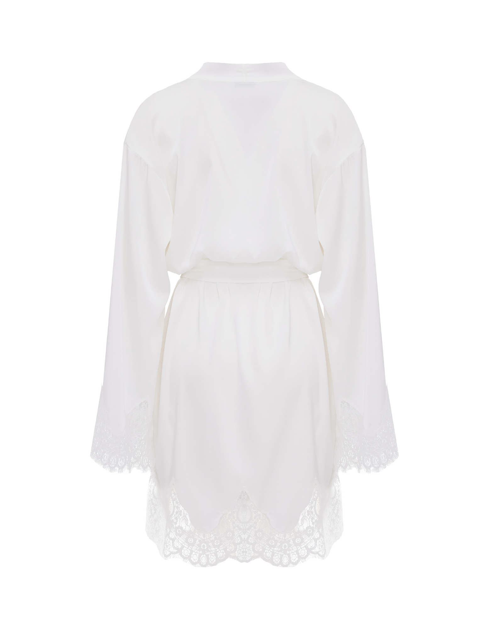 Leyla White Full Lace Robe - Short