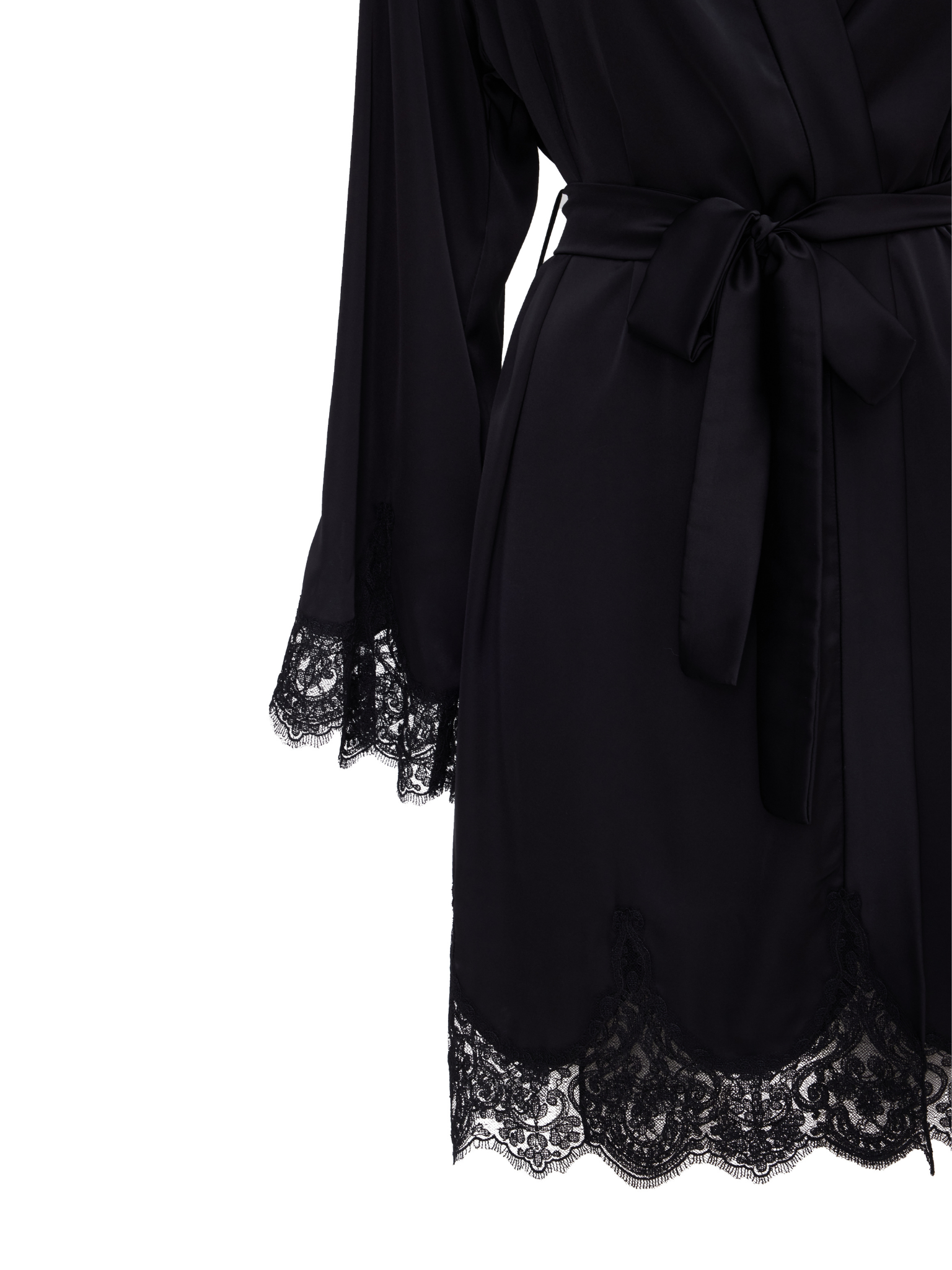 Camille Black Full Lace Robe - Short