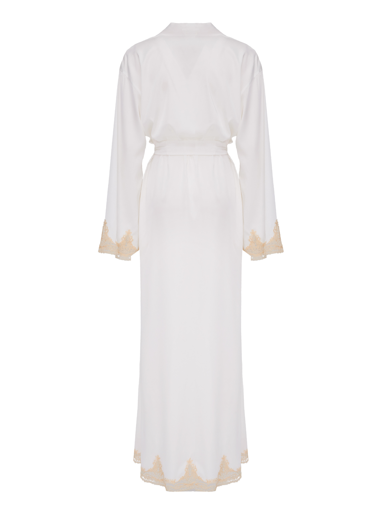 Diana White/Gold Full Lace Robe - Long