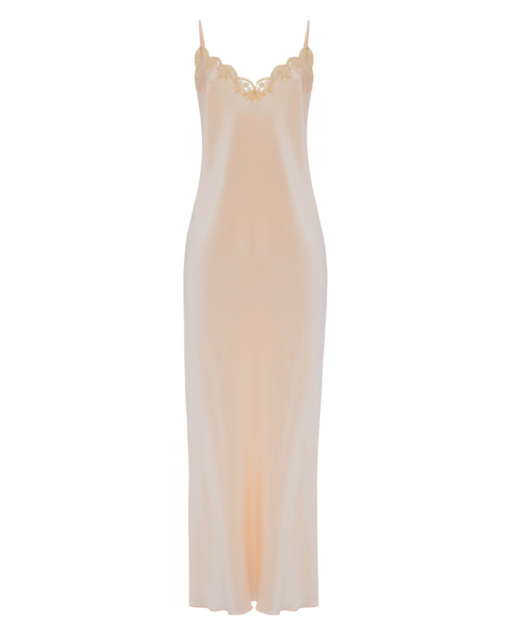 Kaylie Champagne Lace Silk Slip - Long